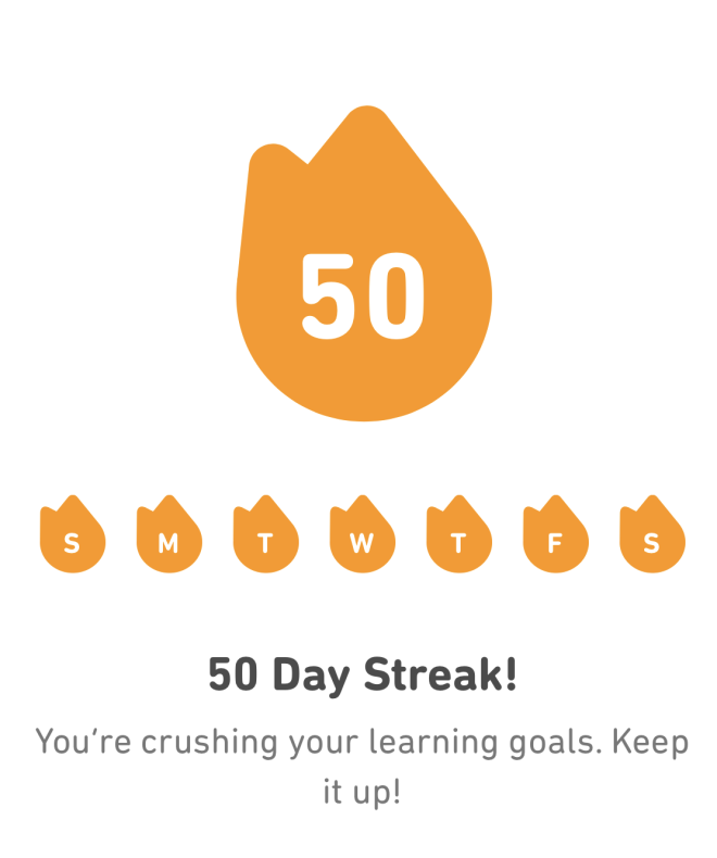 Example of a 50 day long streak